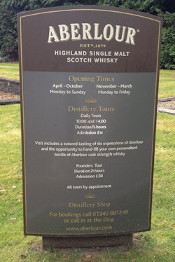 Sign all about the Aberlour Distillery Tours