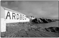A view of the outside of the Ardbeg Whisky Distillery on Islay
