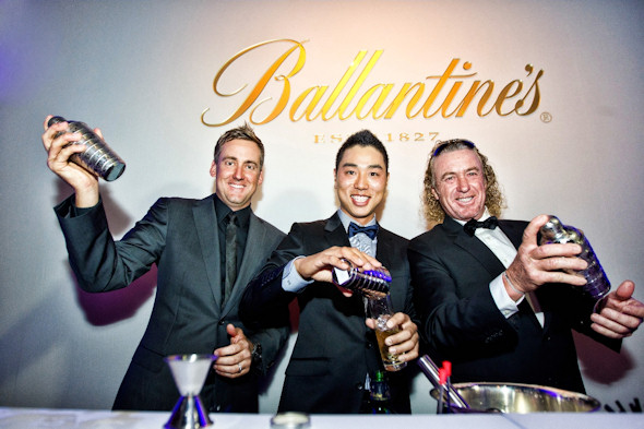 Ian Poulter, Bae Sang-moon and Miguel Angel Jiménez before the Ballentine's Championship