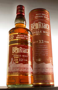 A photo of the bottle of the 12 Year Old Single Malt from BenRiach
