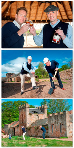 William Wemyss and Doug Clement toast start of build at Kingsbarns Distillery