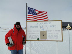 Glendronach’s most southerly tasting…in deepest Antarctica! The attached picture shows Thomas Da Cosse at the geographic South Pole with his GlenDronach