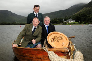 James, Euan and Andy smuggling the first ever cask of Arran 14 year-old up the Clyde from Lochranza to Glasgow in August this year. I think they would struggle in that wee boat at this time of year!