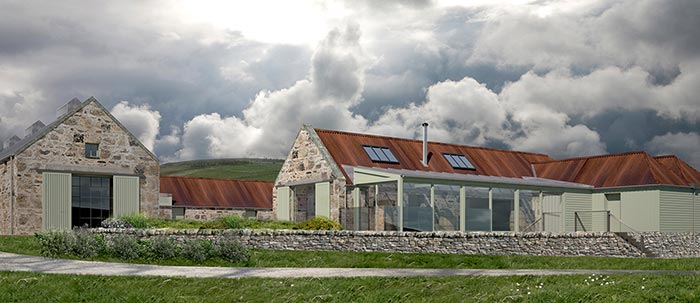 Artists impression of the Cabrach distillery and heritage centre 2017