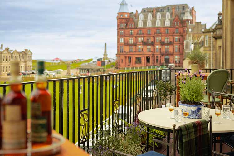 View over the Old Course at St Andrews from Whisky bar Room 116