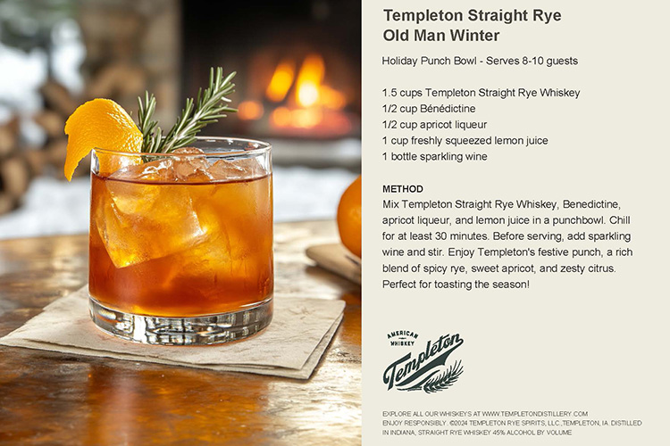 Templeton Straight Rye Old Man Winter Recipe Card