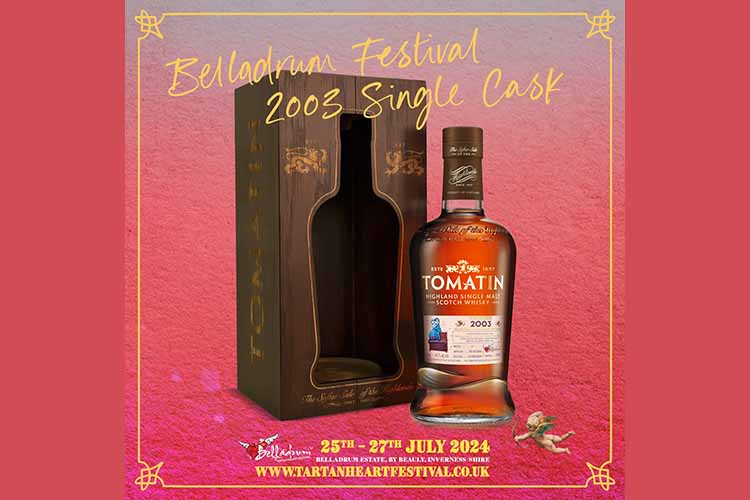 Tomatin unveils 20-year-old limited edition Belladrum Tartan Heart bottling in
celebration of the Festival's 20th Year!