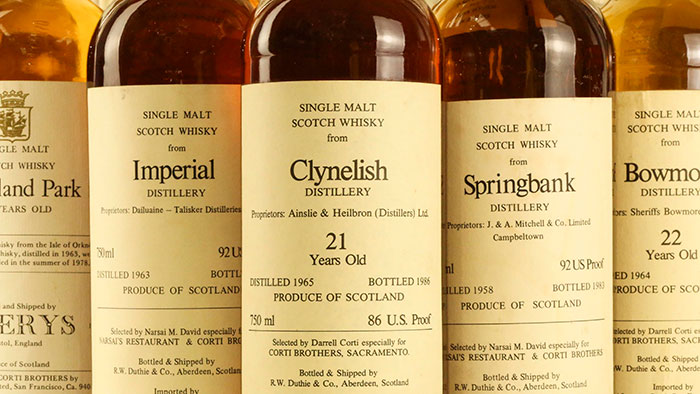 World's Largest Collection Of Rare Corti Whisky Up For Auction held by Perth based Whisky Auctioneer - Close up labels